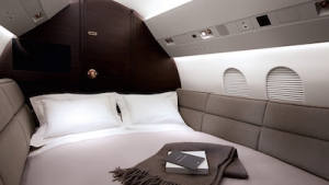 bedroom on private jet